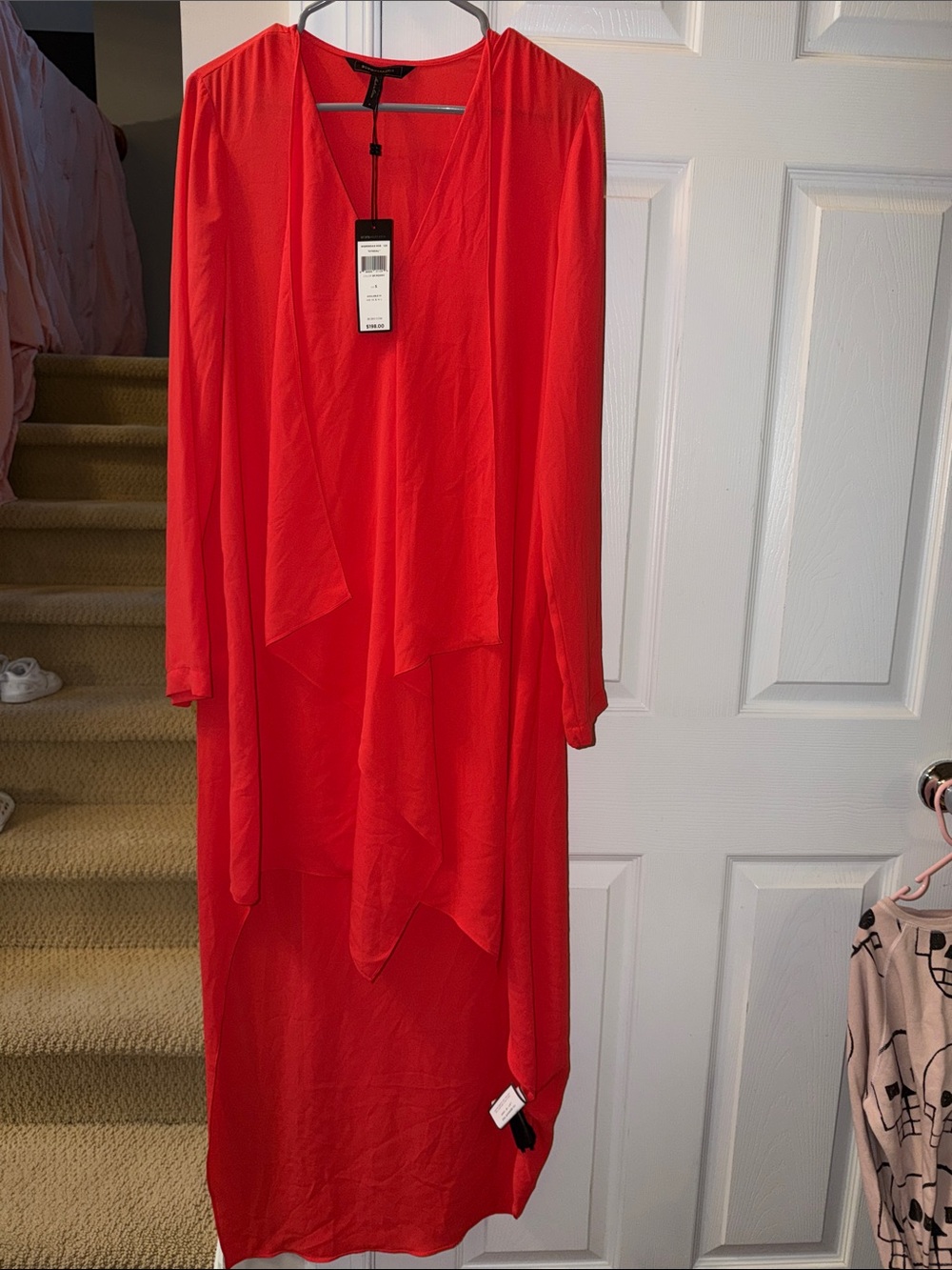 BCBG MAXAZRIA Women's Draped Long Dress - Elegant V-Neck Layered Style
